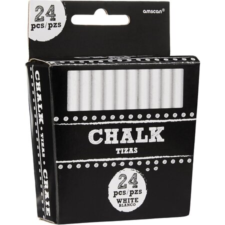 Amscan Schoolbord krijt - 7,5 cm - 24 stuks - Wit