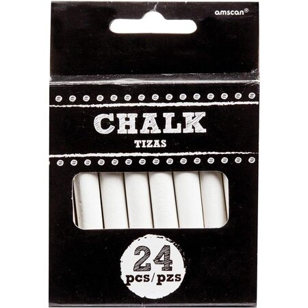 Amscan Schoolbord krijt - 7,5 cm - 24 stuks - Wit