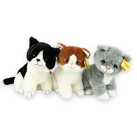 Sunkid Sunkid Poes - Kat - Knuffel - Zwart wit - 40 cm hoog