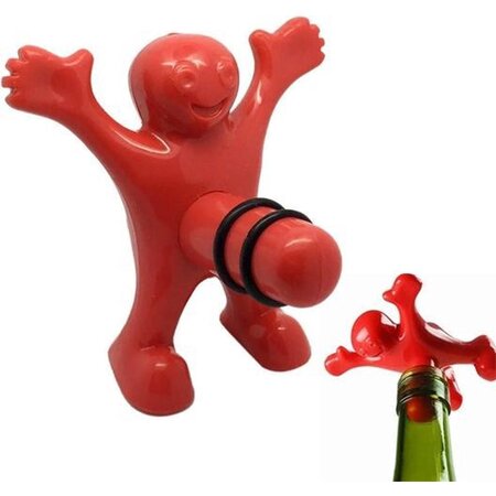 Merkloos Happy Fred Wijnstop - Vacuüm Wijndoppen - Wijnfles Stoppers - Wijnstopper - Flessenstop - Wijnstop Grappig - Wijnstopper Vacuüm