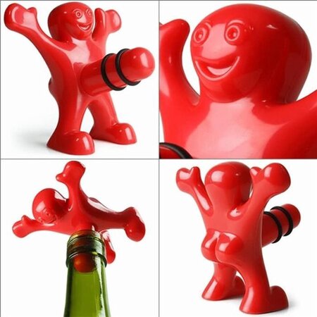 Merkloos Happy Fred Wijnstop - Vacuüm Wijndoppen - Wijnfles Stoppers - Wijnstopper - Flessenstop - Wijnstop Grappig - Wijnstopper Vacuüm