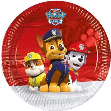 Paw Patrol Feestborden - Paw Patrol  - Papier - Rood - Ø 20 cm - 8 stuks