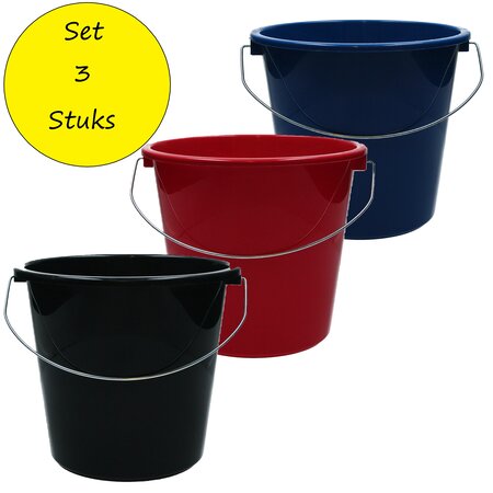 Merkloos Emmer - 5 liter huishoudemmer - 3 stuks