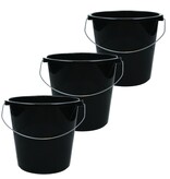 Merkloos Emmer - 5 liter huishoudemmer - 3 stuks - Zwart
