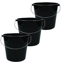 Emmer - 5 liter huishoudemmer - 3 stuks - Zwart