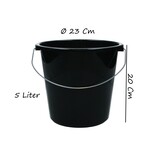 Merkloos Emmer - 5 liter huishoudemmer - 3 stuks - Zwart