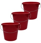 Merkloos Emmer - 5 liter huishoudemmer - 3 stuks - Rood