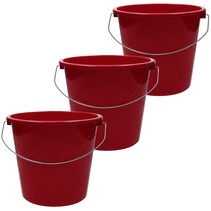 Emmer - 5 liter huishoudemmer - 3 stuks - Rood