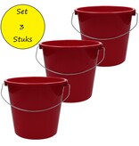 Merkloos Emmer - 5 liter huishoudemmer - 3 stuks - Rood