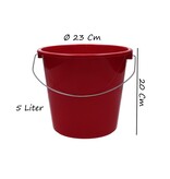 Merkloos Emmer - 5 liter huishoudemmer - 3 stuks - Rood