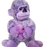 Paws Gorilla knuffel - met baby Gorilla - Aap - 30 cm - Paars