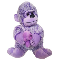 Gorilla knuffel - met baby Gorilla - Aap - 30 cm - Paars