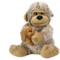 Gorilla knuffel - met baby Gorilla - Aap - 30 cm - Lichtbruin
