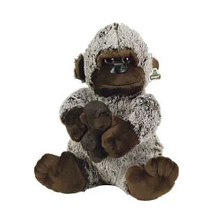 Paws Gorilla knuffel - met baby Gorilla - Aap - 30 cm - Bruin