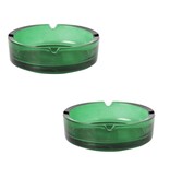 Jean Products Set van 2 groene glazen stevige asbakken met hoge rand