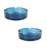 Jean Products Set van 2 blauwe glazen asbakken