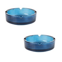 Set van 2 blauwe glazen asbakken