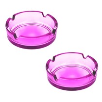 Set van 2 paarse transparante stevige glazen retro asbakken met stevige rand