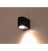 Hofftech Wandlamp LED GU-10 IP-65 - Enkele lichtbundel Dimbaar ‒ Rond 8.1 cm - Zwart.