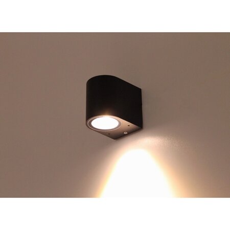 Hofftech Wandlamp LED GU-10 IP-65 - Enkele lichtbundel Dimbaar ‒ Rond 8.1 cm - Zwart.