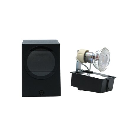 Hofftech Wandlamp LED GU-10 IP-65 - Enkele lichtbundel Dimbaar ‒ Vierkant 8.1 cm - Zwart