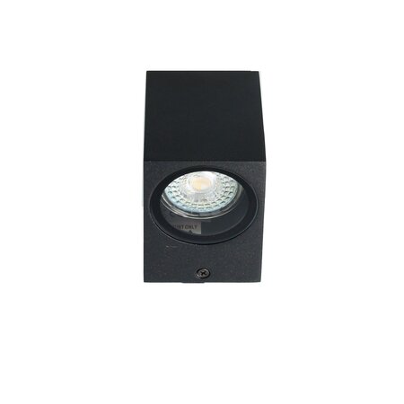 Hofftech Wandlamp LED GU-10 IP-65 - Enkele lichtbundel Dimbaar ‒ Vierkant 8.1 cm - Zwart