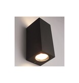 Höfftech Wandlamp LED GU-10 IP-65 - Twee lichtbundels ‒ Vierkant 15 cm - Zwart