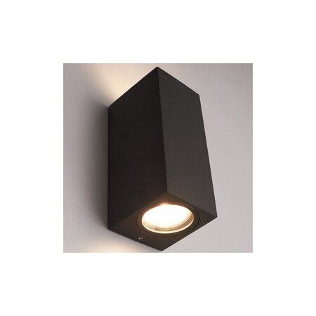 Höfftech Wandlamp LED GU-10 IP-65 - Twee lichtbundels ‒ Vierkant 15 cm - Zwart