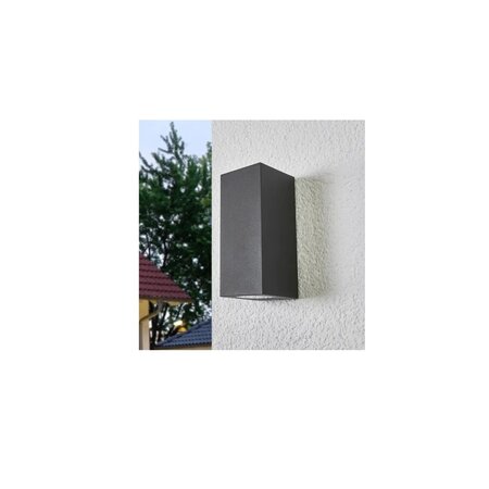 Höfftech Wandlamp LED GU-10 IP-65 - Twee lichtbundels ‒ Vierkant 15 cm - Zwart