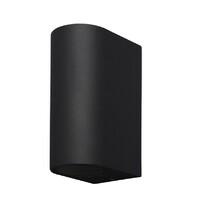 Wandlamp LED GU-10 IP-65 - Twee lichtbundels ‒ Rond 15 cm - Zwart