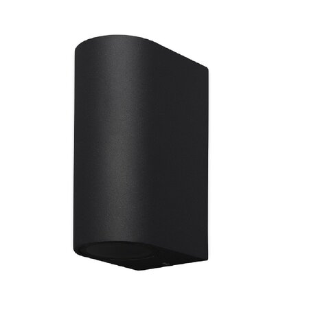 Höfftech Wandlamp LED GU-10 IP-65 - Twee lichtbundels ‒ Rond 15 cm - Zwart