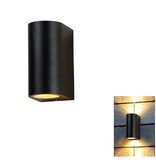 Höfftech Wandlamp LED GU-10 IP-65 - Twee lichtbundels ‒ Rond 15 cm - Zwart