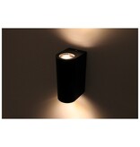 Höfftech Wandlamp LED GU-10 IP-65 - Twee lichtbundels ‒ Rond 15 cm - Zwart