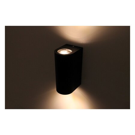 Höfftech Wandlamp LED GU-10 IP-65 - Twee lichtbundels ‒ Rond 15 cm - Zwart