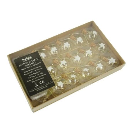 Parlane Indoor lampjes slinger - Sterretjes - 1.2 meter - 15 lichtjes - Warm white - Batterij - Lichtsnoer