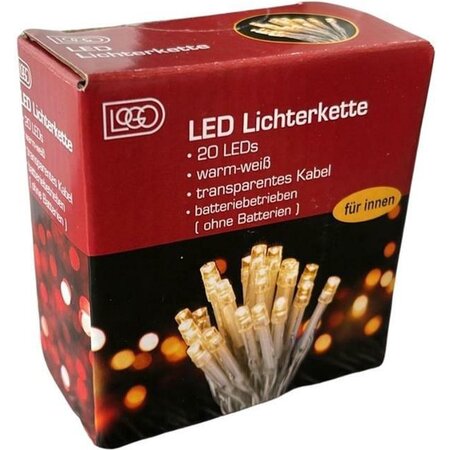 LOGO LED lampjes - 20 Leds - Kerstverlichting - batterij - warm wit - 210 cm
