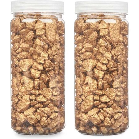 Giftdecor Decoratie stenen kiezels voor aquarium en vazen - 10-20 mm steentjes - Goud - 1400 gram
