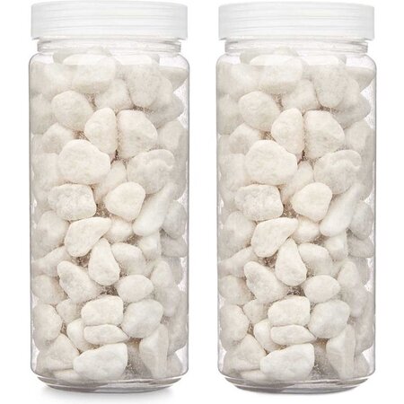 Giftdecor Decoratie stenen kiezels voor aquarium en vazen - 10-20 mm steentjes - Wit - 1400 gram