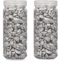 Decoratie stenen kiezels voor aquarium en vazen - 10-20 mm steentjes - Zilver - 1400 gram