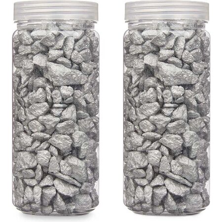 Giftdecor Decoratie stenen kiezels voor aquarium en vazen - 10-20 mm steentjes - Zilver - 1400 gram