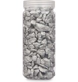 Giftdecor Decoratie stenen kiezels voor aquarium en vazen - 10-20 mm steentjes - Zilver - 1400 gram