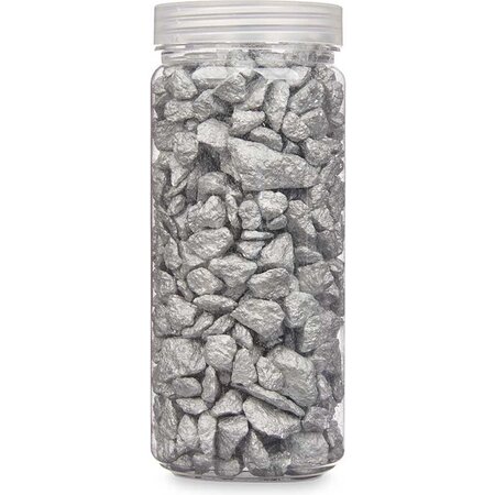 Giftdecor Decoratie stenen kiezels voor aquarium en vazen - 10-20 mm steentjes - Zilver - 1400 gram