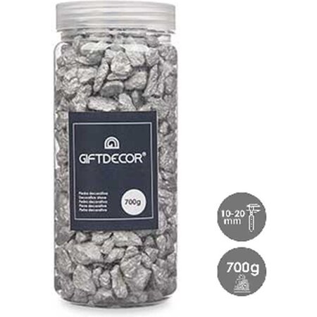 Giftdecor Decoratie stenen kiezels voor aquarium en vazen - 10-20 mm steentjes - Zilver - 1400 gram