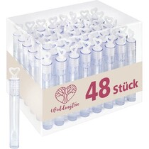 Bellenblaas - Bruiloftset - Hartvormige greep - Voor bruiloft - Doop - Verjaardag - Gastgeschenk - Feest - 48 stuks - Wit