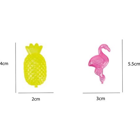 Merkloos IJsblokjes – 15 Stuks – Herbruikbaar - Tropisch Design – Cactus, Ananas en Flamingo – Decoratieve Koelstenen – IJsklontjes - Voor Cocktails, Frisdrank en Drankjes