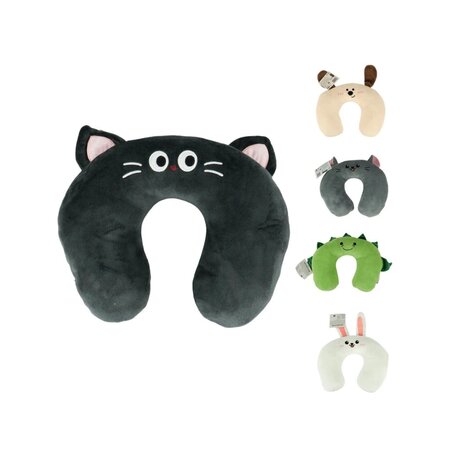 OEKO TEX Reiskussen - Nekkussen voor kinderen en volwassenen - Hond - Creme - 33 cm