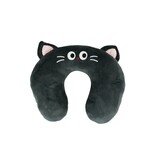 OEKO TEX Reiskussen - Nekkussen voor kinderen en volwassenen - Kat - Zwart - 33 cm