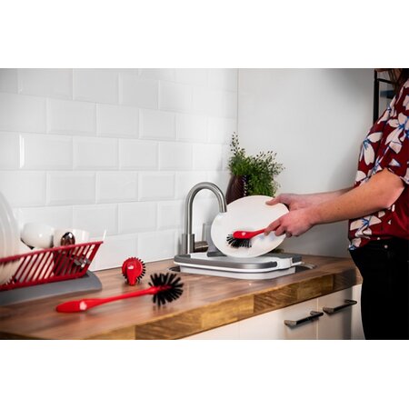 Dirt Devil Afwasborstel Set - 3 Delig - Borstel Set - Vaatwasborstel Set - Rood/Zwart