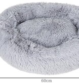 Purlov Donut hondenman - Kattenmand - Huisdieren kussen - Dikke warme ondergrond - Ø 60 cm - Grijs