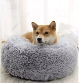 Purlov Donut hondenman - Kattenmand - Huisdieren kussen - Dikke warme ondergrond - Ø 60 cm - Grijs